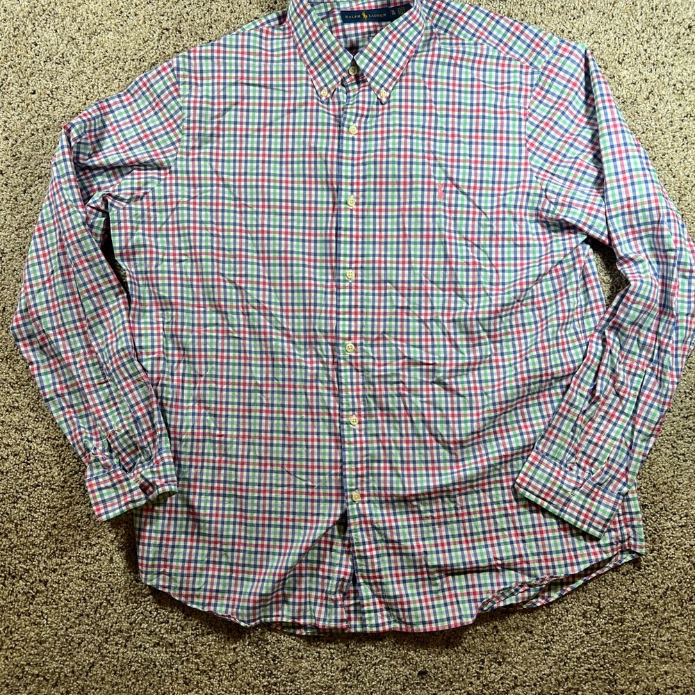 Ralph Lauren Men's XL Button Down Shirt - Multi-Color Pink Green Blue Check